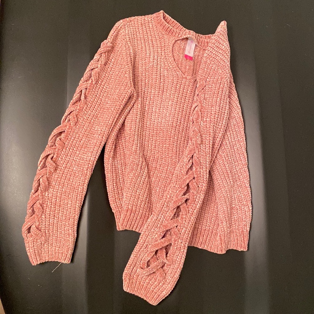 Pink Velvet Woven Sweater